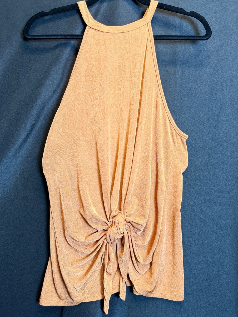 Sleeveless Tie-Front Halter Tank Dress in Rust Orange